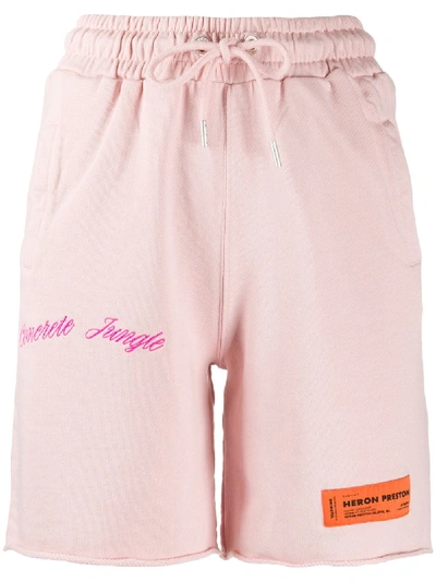 Heron Preston Relaxed-fit Embroidered Track Shorts In Pink