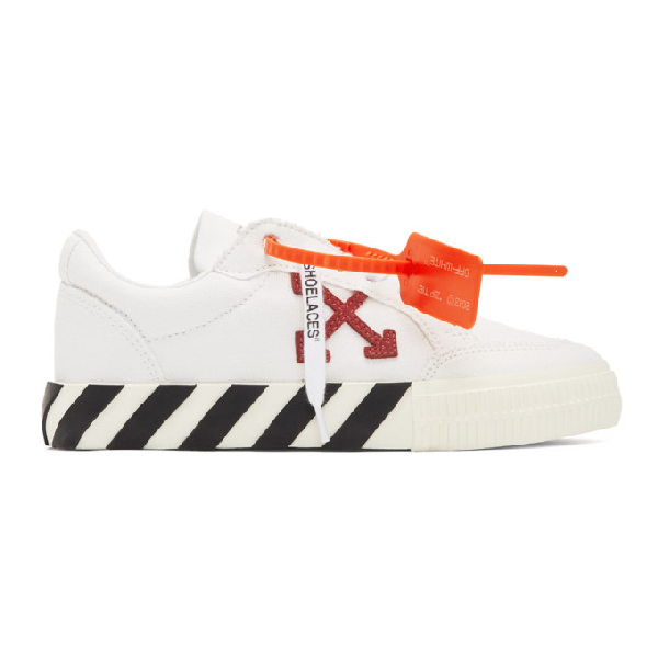 off white striped vulcanized sneakers