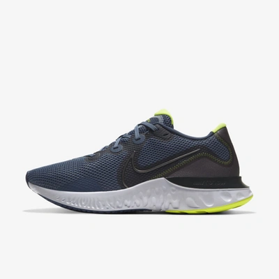 Nike Men's Renew Run Running Sneakers From Finish Line In Diffused Blue/dark Smoke Grey/volt/metallic Dark Grey