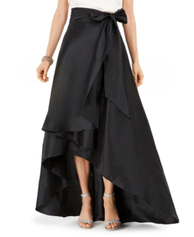 Adrianna Papell Satin High-low Skirt In Black