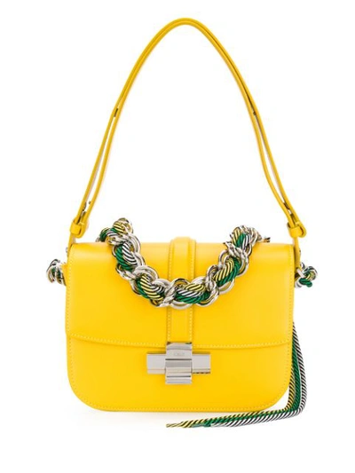 N°21 Lolita Cord-trimmed Leather Shoulder Bag In Yellow
