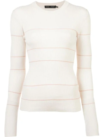 Proenza Schouler Striped Ribbed Silk-blend Sweater In White