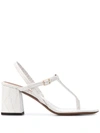 L'autre Chose 70mm Croc Embossed Leather Thong Sandal In White