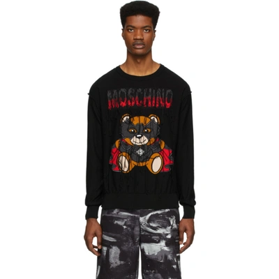 Moschino Dracula Teddy Print Sweatshirt In Black