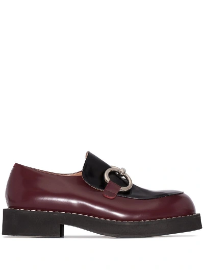 Marni Burgundy Chunky Buckled Leather Loafers In Red