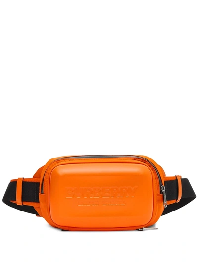 Burberry Logo Molded West Nylon Belt Bag In Orange