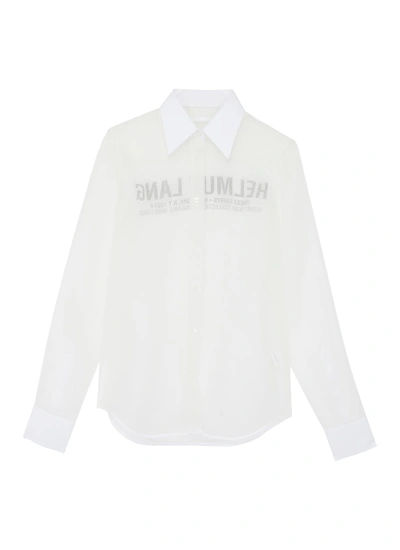 Helmut Lang Logo Print Organza Shirt In White