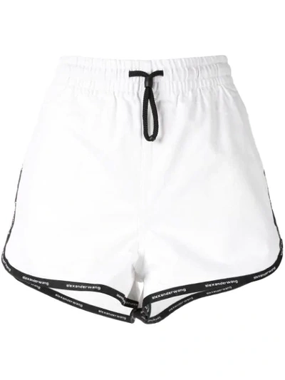 Alexander Wang Logo Tape Outseam Shorts In White