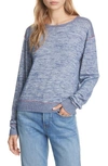 Rag & Bone 'avryl' Rib Shoulder Contrast Topstitch Sweatshirt In Blue