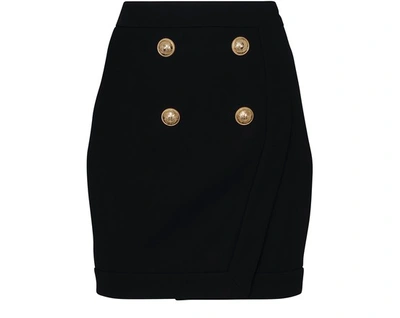Balmain Short Button Skirt In 0pa Noir