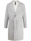 Hevo Single-breasted Belted Coat In Grey