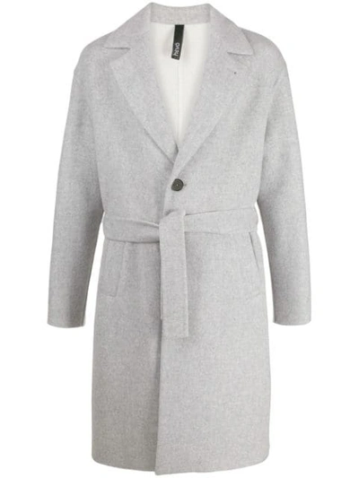 Hevo Single-breasted Belted Coat In Grey