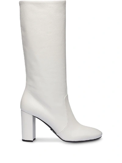 Prada Chunky Heel Boots In F0009 White
