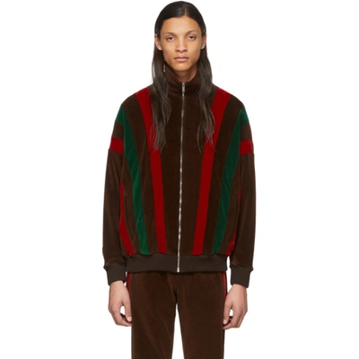 Gucci Brown And Multicolor Chenille Track Jacket In 2073 Chocol