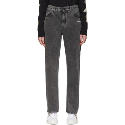 Off-white Grey Washed Baggy Jeans In Dark Grey