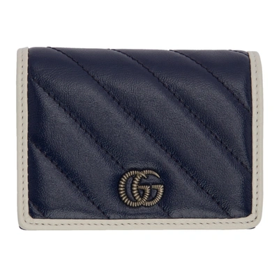 Gucci Navy Gg Marmont Torchon Bifold Wallet In 4186 Blue