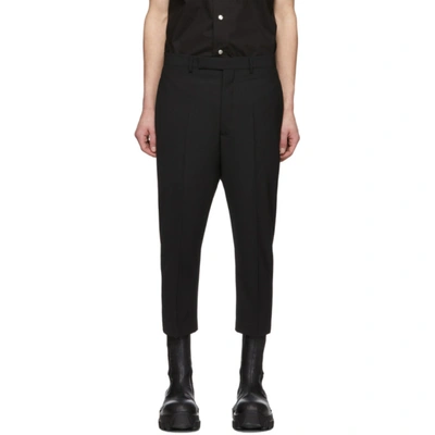 Rick Owens Black Wool Astaires Cropped Trousers In 09 Blk