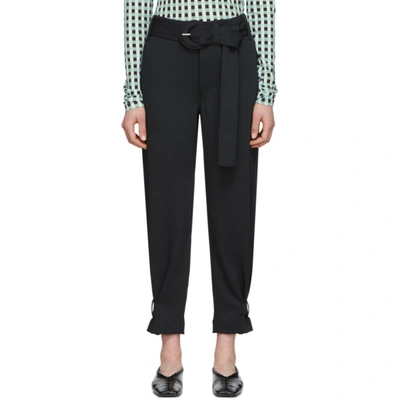 Proenza Schouler Black Pswl Rumpled Belted Trousers In 00200 Black