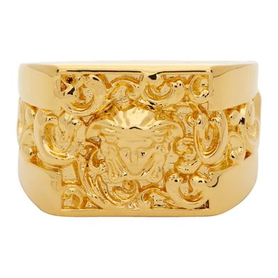 Versace Gold Square Medusa Ring In D00h Gold