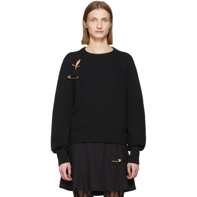 Versace Black Oversized Safety Pin Sweater In A1008 Black