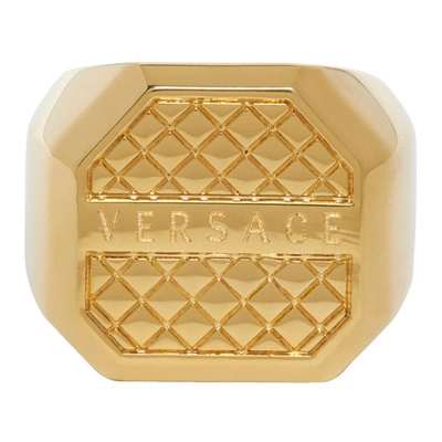 Versace Gold Octagonal Ring In D00h Wrmgld