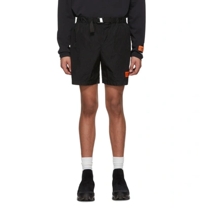 Heron Preston Buckle Waist Nylon Shorts In Black