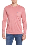 Johnnie-o Brennan Long Sleeve Pocket T-shirt In Malibu Red