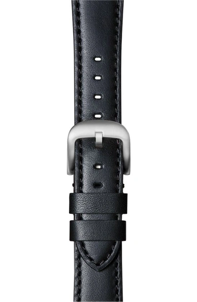 Shinola Rail Road Leather Apple Watch Strap In Navy/ Silver