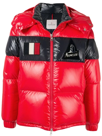 Moncler Gary Padded Jacket Polished W/hood And Band In Red