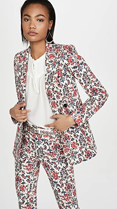 Isabel Marant Floral Print Double Breasted Blazer In Red