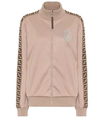 Fendi Rama Ff Logo Jersey Jacket In F1aa7 Beige