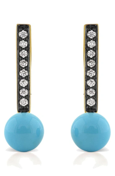 Sorellina Diamond Pave Stud Earrings In Turquoise