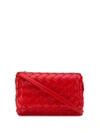 Bottega Veneta Intrecciato Mini Crossbody Bag In Red