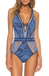 Becca Mesh Tie-back One-piece Swimsuit Women's Swimsuit In Navy