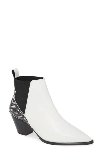 Ted Baker Rilanic Reptile Embossed Chelsea Bootie In White Leather