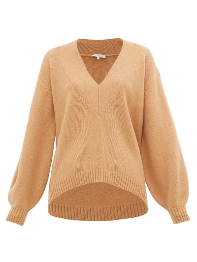 Tibi Oversize Merino Wool Blend High/low Sweater In Beige