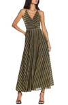 Dress The Population Lena Gltter Stripe Gown In Gold Multi