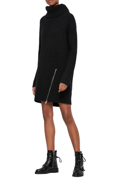 Allsaints Claudette Turtleneck Long Sleeve Sweater Dress In Cinder Black  Marl | ModeSens