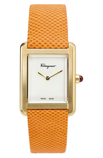 Ferragamo Portrait Two-tone Bracelet Watch, 31mm X 41mm In Orange