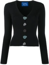 Simon Miller Nepa Mismatched Button Rib Cardigan In Black