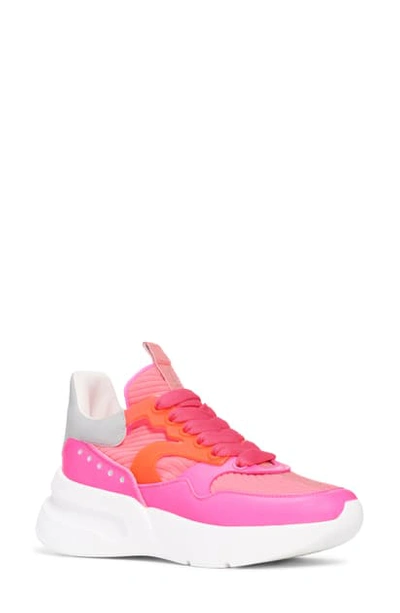 Alexander Mcqueen Platform Sneaker In Electric Pink/ Silver