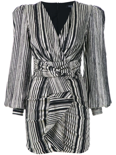 Patbo Metallic Striped Ruched Dress In Gold