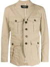 Dsquared2 Oversized Pocket Military Jacket In Brown