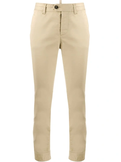 Dsquared2 Buttoned Waist Cropped Trousers In Neutrals