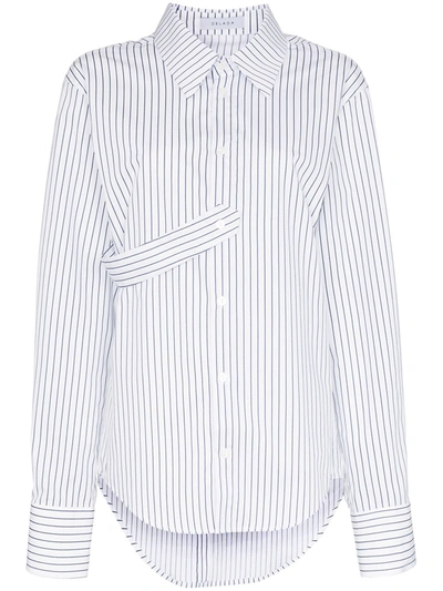 Delada Spliced Striped Cotton-poplin Shirt In White