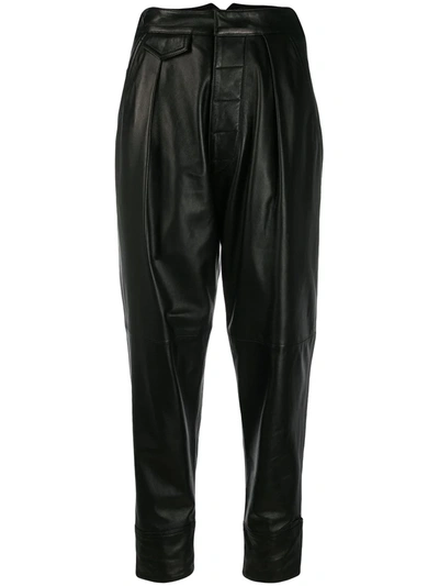 Dsquared2 Tapered Leather Trousers In Black