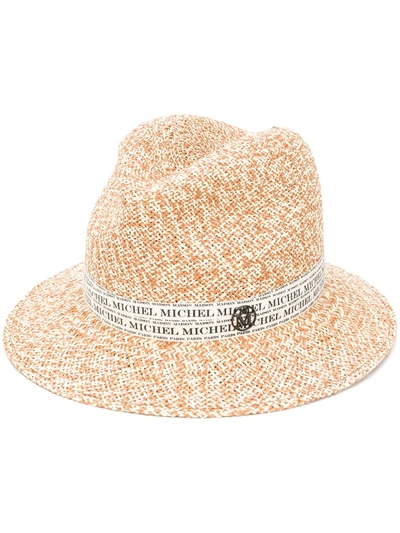 Maison Michel Bobbie Panama Straw Trilby Hat In Neutrals