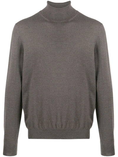 Barba Fine Knit Turtleneck Sweater In Grey