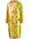 Msgm Floral Jacquard Double-breasted Coat In Yellow