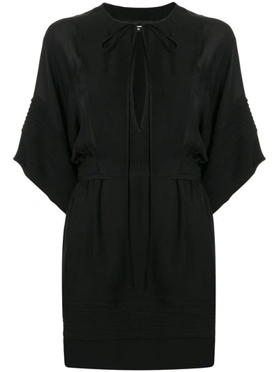 Dsquared2 Tied-neck Plain Short Dress In Black